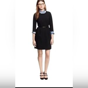 J crew black 3/4 sleeve Teddie wool crepe dress. Size 4.